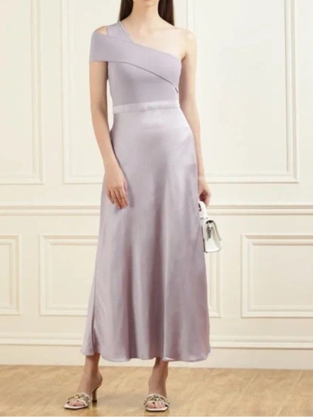 Ted Baker Ivena Lilac Asymmetric knit bodice Dress